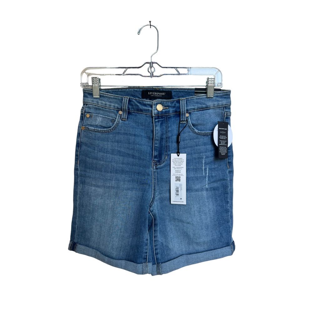 Liverpool Los Angeles Blue Kristy High-Rise Shorts‎ Rolled Hem NWT Size 2/26 - Picture 5 of 7